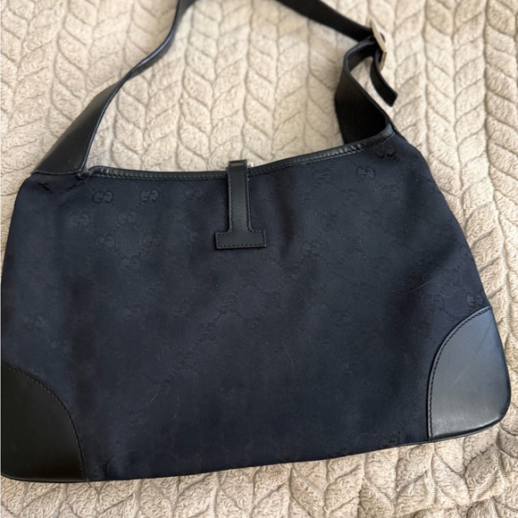 Gucci Vintage GG Monogram Canvas Jackie O-Hobo Bag with Web Stripe - FREE SHIP - Picture 3 of 15